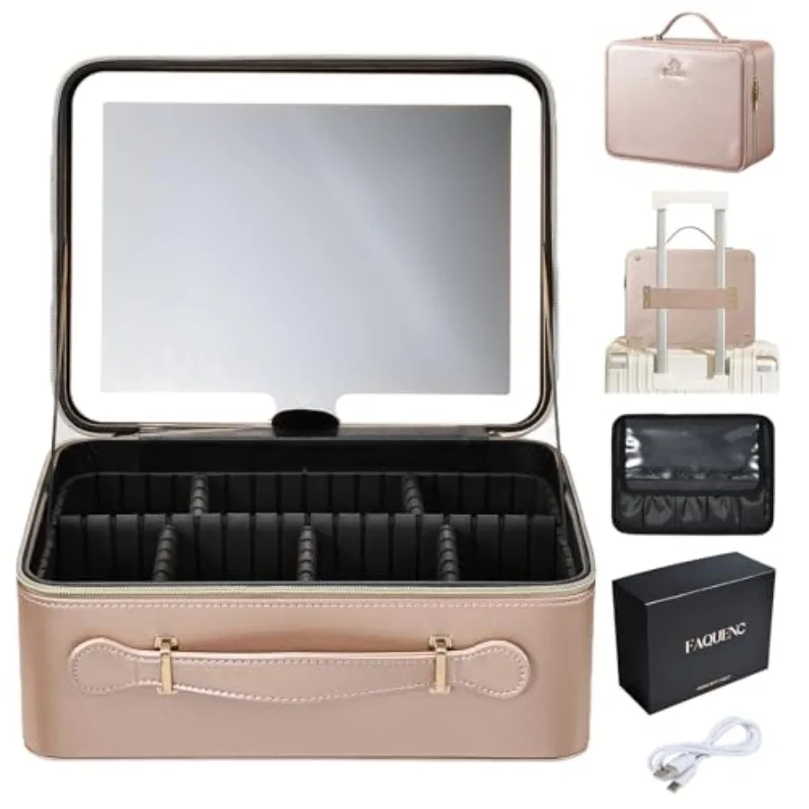 Leather Makeup Case with LED Lighted Mirror Travel Makeup Bag Adjustable Brightness in 3 Colors Cosmetic Organizer Artist Stora
Leather Makeup Case with LED Lighted Mirror Travel Makeup Bag Adjustable Brightness in 3 Colors Cosmetic Organizer Artist Stora
