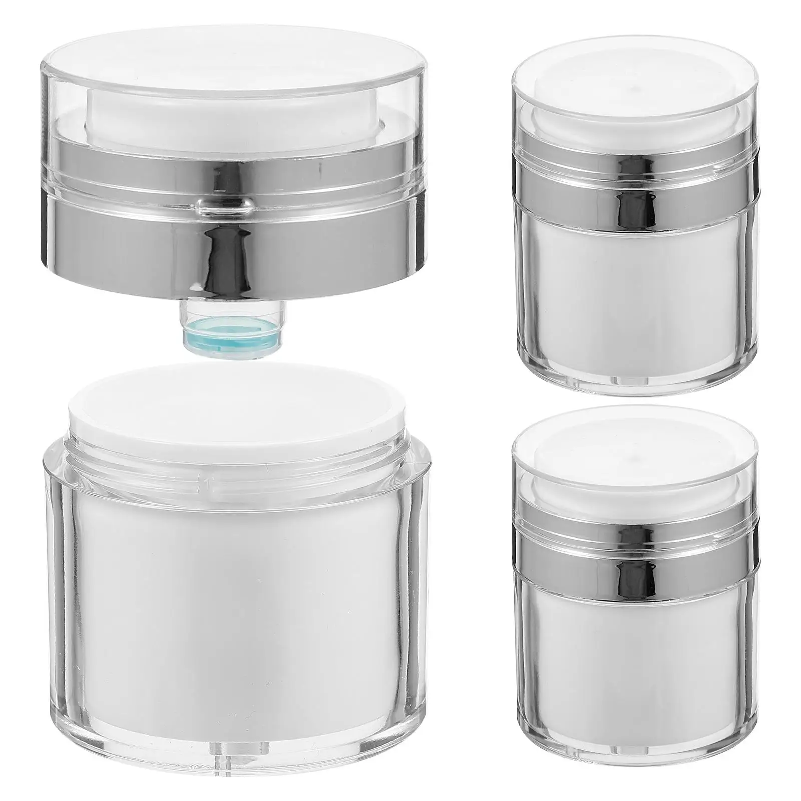 3 Pcs Gas Pump Press Cream Jar Airless Lotion Container Empty Bottle Sub Packaging Silver Dispenser Bottles Travel
3 Pcs Gas Pump Press Cream Jar Airless Lotion Container Empty Bottle Sub Packaging Silver Dispenser Bottles Travel