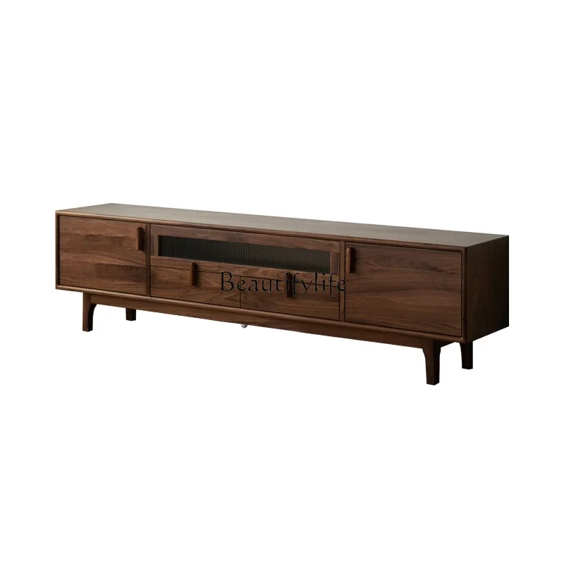 FG10Nordic black walnut solid wood TV cabinet modern simple living room storage locker integrated
FG10Nordic black walnut solid wood TV cabinet modern simple living room storage locker integrated