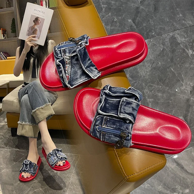 Shoes for Women Summer Women's Slippers Outdoor Solid Denim Open Toe Low-heeled Large Size Casual Slippers Women
Shoes for Women Summer Women's Slippers Outdoor Solid Denim Open Toe Low-heeled Large Size Casual Slippers Women
