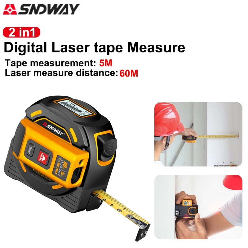 Sndway 60M Laser Measuring Tape Retractable Laser Ruler Measure 5m Professional Digital Distance Meter Rangefinder Trena Roulett
Sndway 60M Laser Measuring Tape Retractable Laser Ruler Measure 5m Professional Digital Distance Meter Rangefinder Trena Roulett