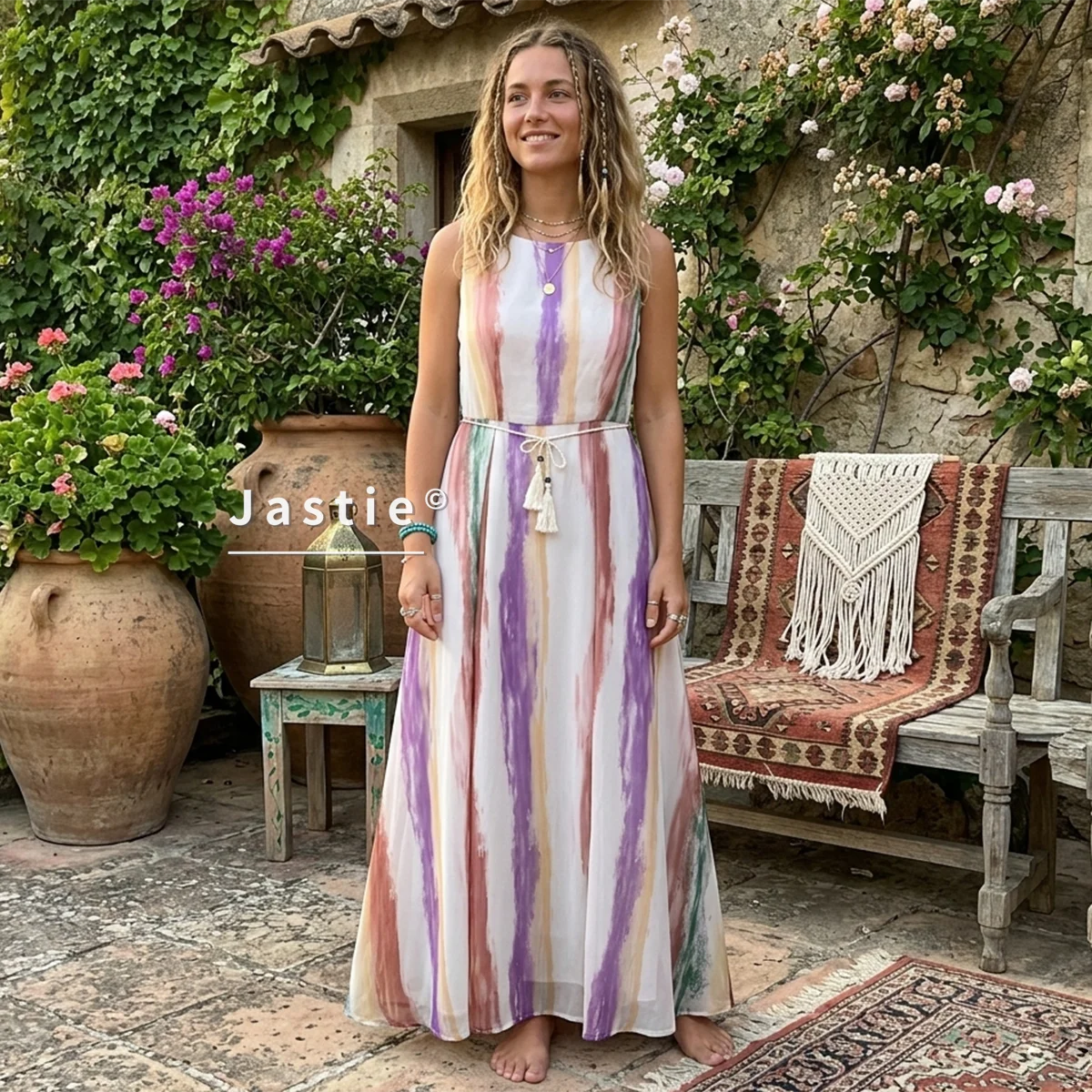 Boho Tie Dye Striped Maxi Dress Women Sleeveless Tassel Belt Chiffon Long Dresses Summer 2026 Beach Vacation Chic Vestidos Robe
Boho Tie Dye Striped Maxi Dress Women Sleeveless Tassel Belt Chiffon Long Dresses Summer 2026 Beach Vacation Chic Vestidos Robe