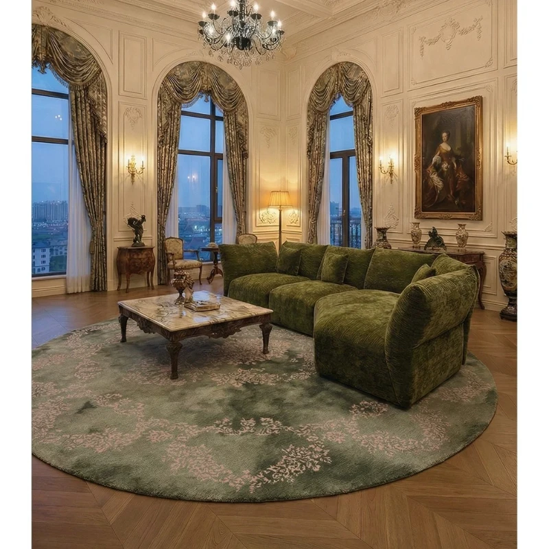 Vintage green blue round handmade wool living room bedroom carpet
Vintage green blue round handmade wool living room bedroom carpet