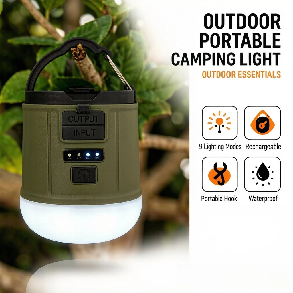 Rechargeable Portable Camping Lantern Battery Display 9 Mode Waterproof Emergency Light Outdoor Flashlight Hand Crank Power Bank
Rechargeable Portable Camping Lantern Battery Display 9 Mode Waterproof Emergency Light Outdoor Flashlight Hand Crank Power Bank