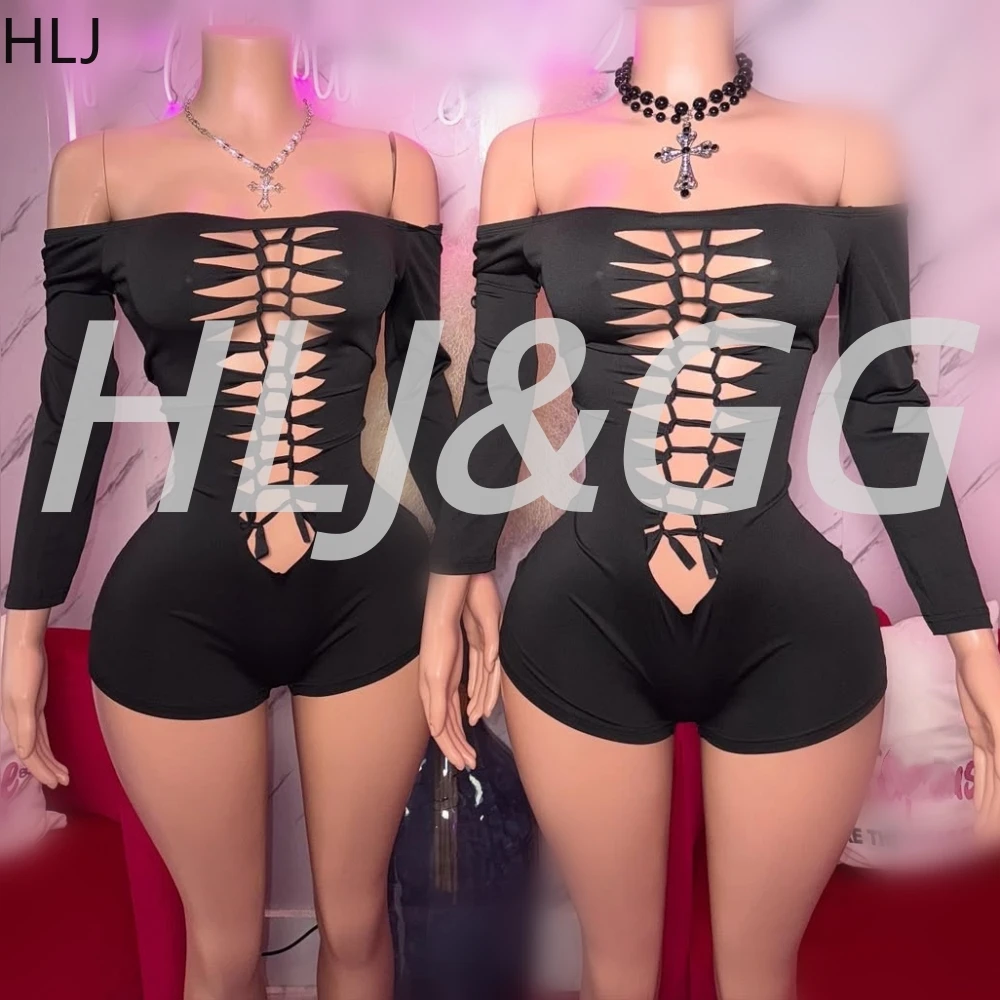 HLJ Black Sexy Hollow Out Bandage Bodycon One Piece Rompers Women Off Shoulder Long Sleeve Slim Jumpsuits Fashion Solid Overllas
HLJ Black Sexy Hollow Out Bandage Bodycon One Piece Rompers Women Off Shoulder Long Sleeve Slim Jumpsuits Fashion Solid Overllas