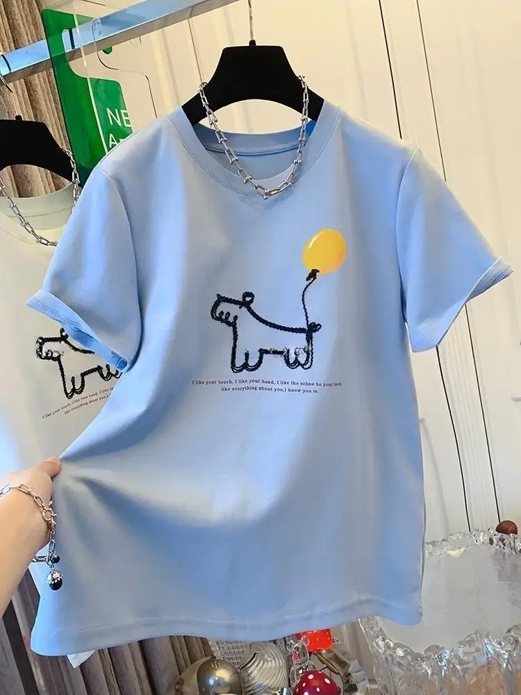 Puppy balloon T-shirts Women Funny Harajuku Top Female 2025 Summer New Style Clothing
Puppy balloon T-shirts Women Funny Harajuku Top Female 2025 Summer New Style Clothing