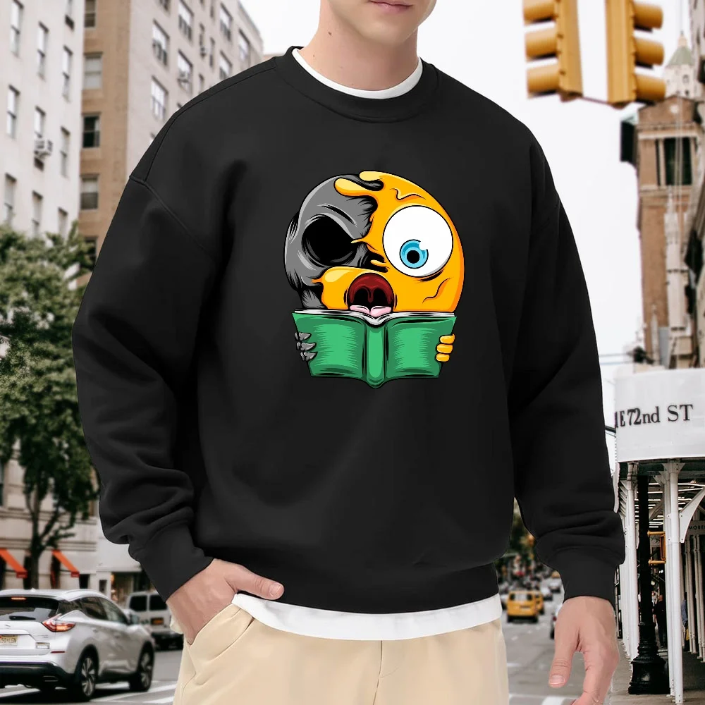 Men's Black Crew Neck Sweatshirt with Cartoon Print, Loose Pullover, Street Fashion Casual Top, Comfortable and Versatile for Everyday Wear
Men's Black Crew Neck Sweatshirt with Cartoon Print, Loose Pullover, Street Fashion Casual Top, Comfortable and Versatile for Everyday Wear