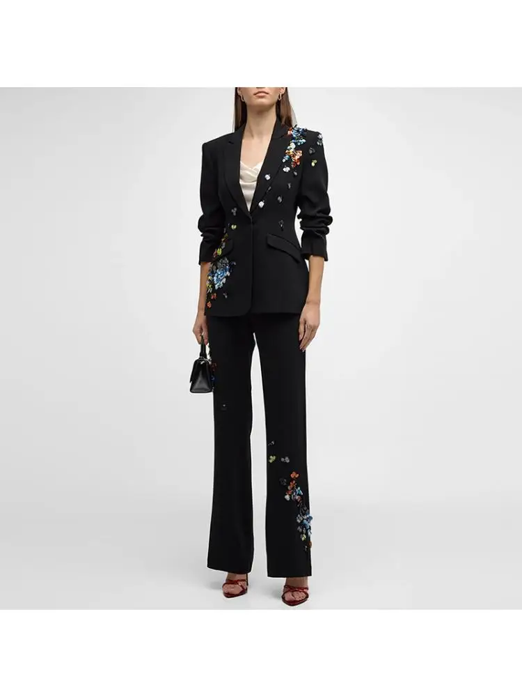 2025 Spring And Summer Temperament Elegant Color Sequins One Button Suit + Trousers Pants Sets For Women 2 Pieces
2025 Spring And Summer Temperament Elegant Color Sequins One Button Suit + Trousers Pants Sets For Women 2 Pieces