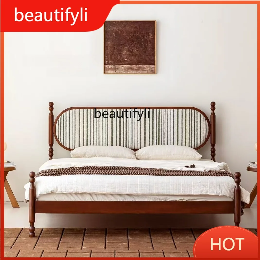 A139 Vintage French Style Double-Sided Rotatable Retro Fabric Bedroom Solid Wood Bed 1.8m Double Bed
A139 Vintage French Style Double-Sided Rotatable Retro Fabric Bedroom Solid Wood Bed 1.8m Double Bed
