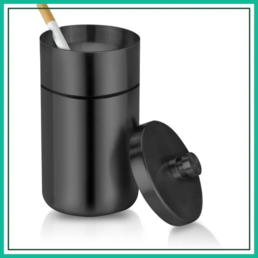 Car Ashtray with Lid, Smell Proof Stainless Steel, Portable for Cup Holder, Windproof Detachable Cigarette Bucket, Black
Car Ashtray with Lid, Smell Proof Stainless Steel, Portable for Cup Holder, Windproof Detachable Cigarette Bucket, Black