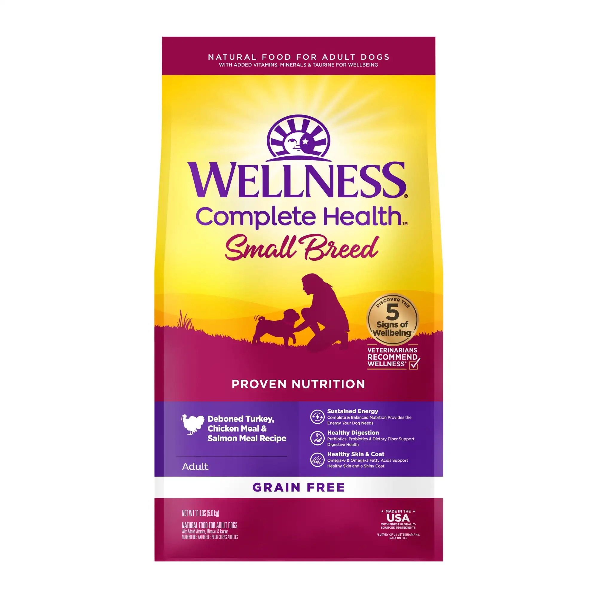 Wellness Complete Health Natural Grain Free Small Breed Dry Dog Food, Turkey, Chicken & Salmon, 11lb Bag
Wellness Complete Health Natural Grain Free Small Breed Dry Dog Food, Turkey, Chicken & Salmon, 11lb Bag