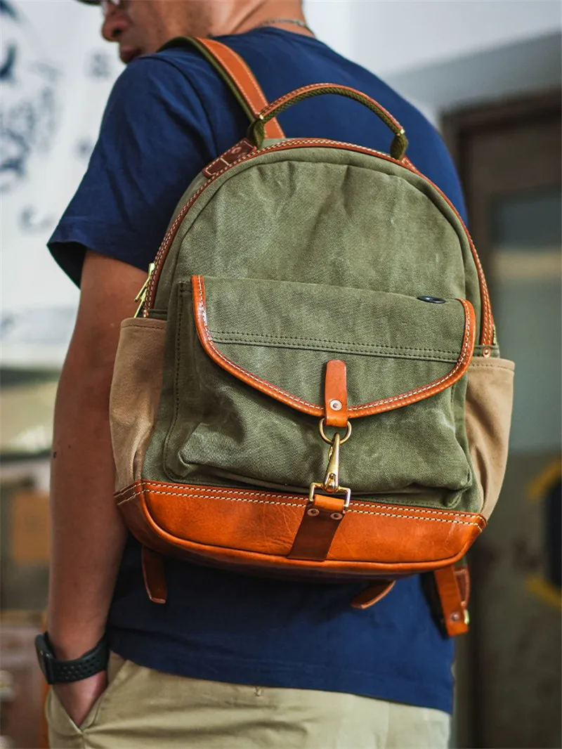 Fashion high-quality canvas genuine leather men's backpack casual handmade organizer designer luxury outdoor travel bagpack
Fashion high-quality canvas genuine leather men's backpack casual handmade organizer designer luxury outdoor travel bagpack