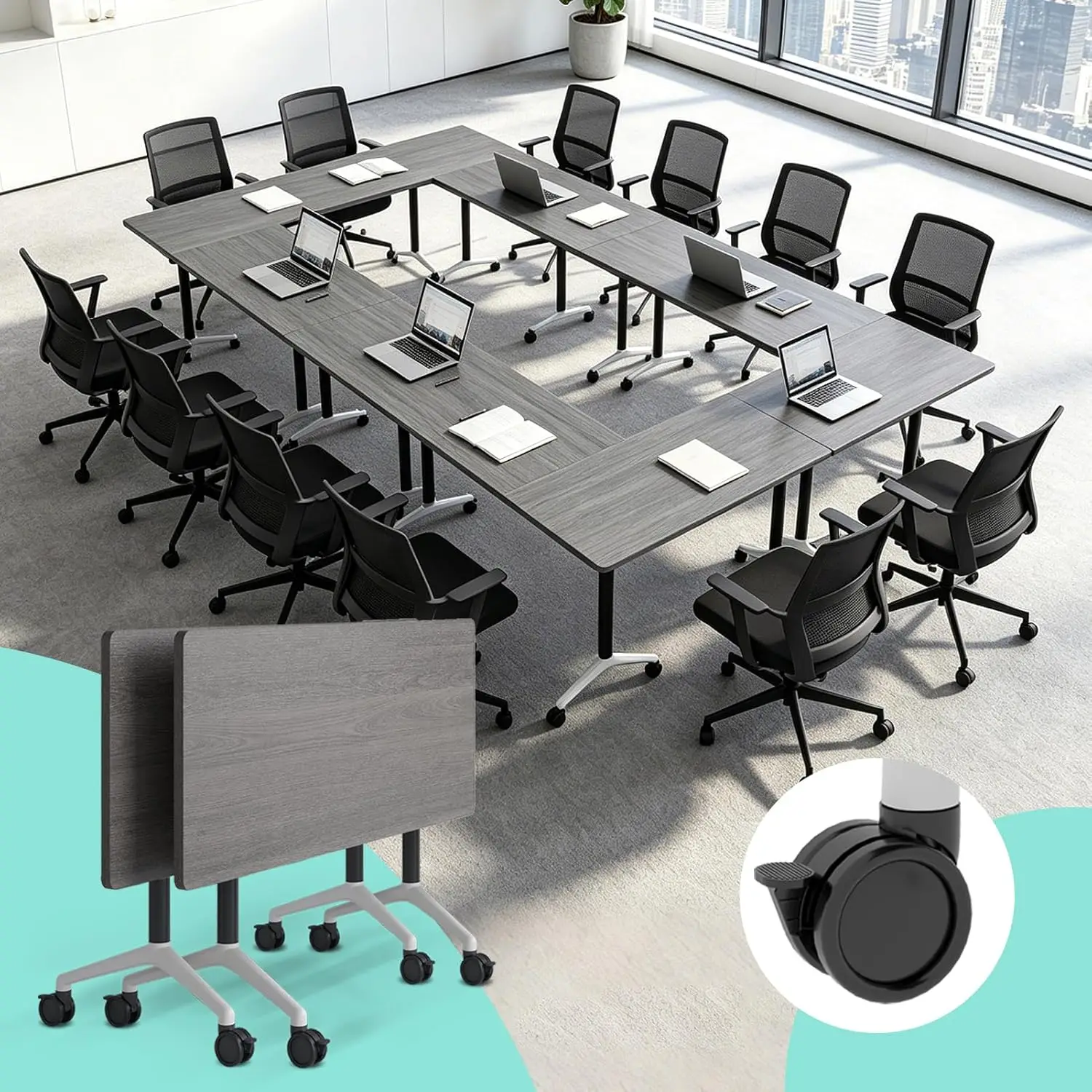 61" Foldable Training Table With Wheels Flip-Top Space-Saving Office Classroom Seminar Gray 2-Pack, Customized
61" Foldable Training Table With Wheels Flip-Top Space-Saving Office Classroom Seminar Gray 2-Pack, Customized