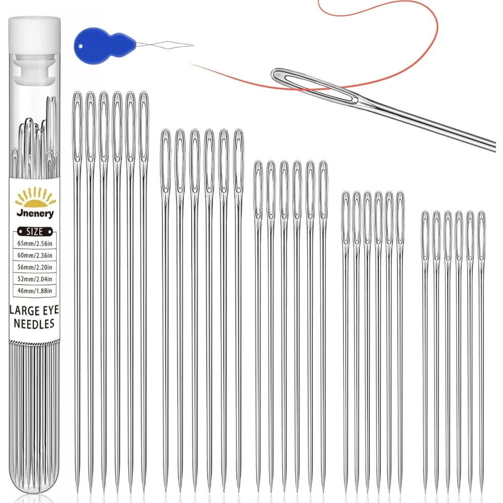 Large Eye Sewing Needles Assortment 30 PCS Hand Needles for Leather Embroidery Thread Quilting Knitting Yarn Crafts Repair and DIY Projects Stainless Steel Sharp Needles with Easy Threader 5 Sizes Multi-Purpose Sewing
Large Eye Sewing Needles Assortment 30 PCS Hand Needles for Leather Embroidery Thread Quilting Knitting Yarn Crafts Repair and DIY Projects Stainless Steel Sharp Needles with Easy Threader 5 Sizes Multi-Purpose Sewing