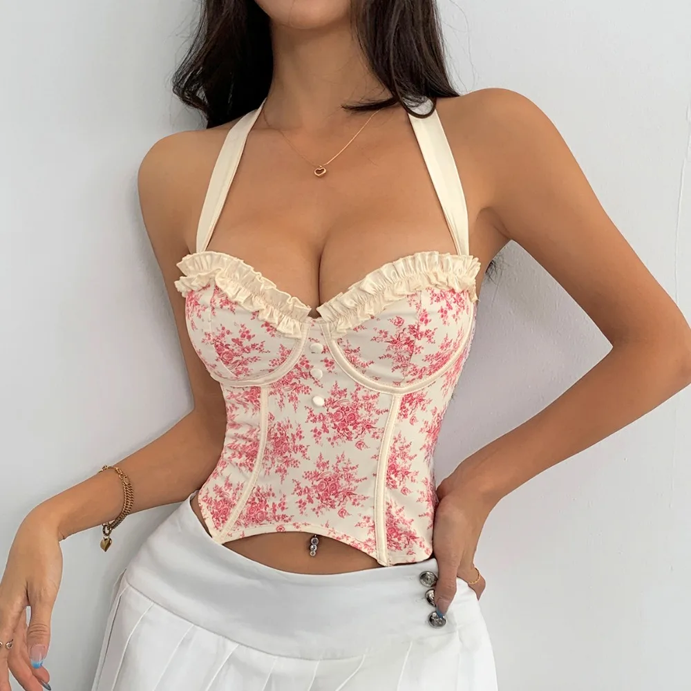 Sexy Hotsweet Print Halter Bandage Slim Corset Slim Chic Ins Bustier Tank Top Basic Club Fashion Off Shoulder Summer Crop Top
Sexy Hotsweet Print Halter Bandage Slim Corset Slim Chic Ins Bustier Tank Top Basic Club Fashion Off Shoulder Summer Crop Top