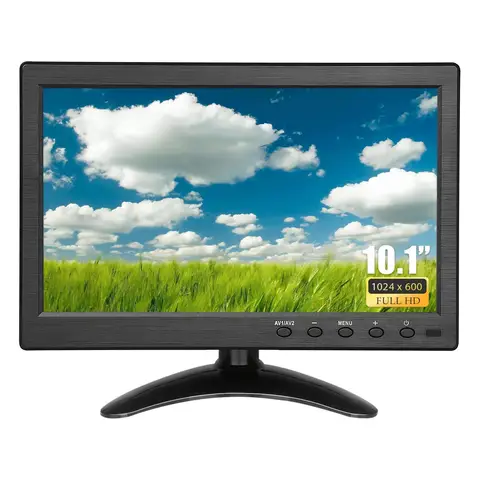 Uvusee 10.1inch Small 1080P Portable IPS HDMI Monitor 1024x600 Built-in Speaker HDMI VGA AV BNC Input For PC Game CCTV Camera