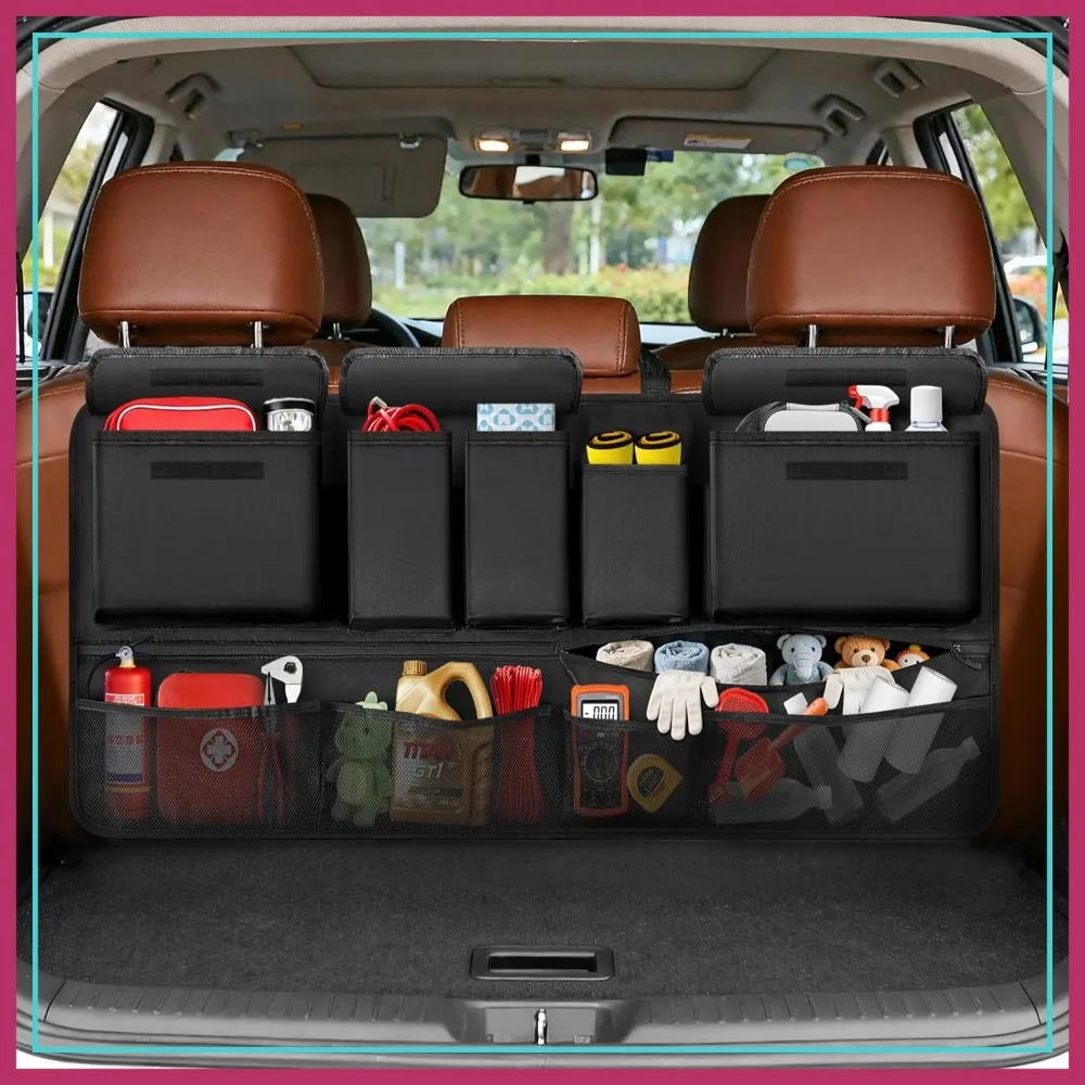 Large SUV Trunk Organizer 35.5"x18.2" Waterproof Backseat Hanging Storage Bag with 10 Pockets Adjustable Car Interior Accessories for SUV Truck MPV
Large SUV Trunk Organizer 35.5"x18.2" Waterproof Backseat Hanging Storage Bag with 10 Pockets Adjustable Car Interior Accessories for SUV Truck MPV