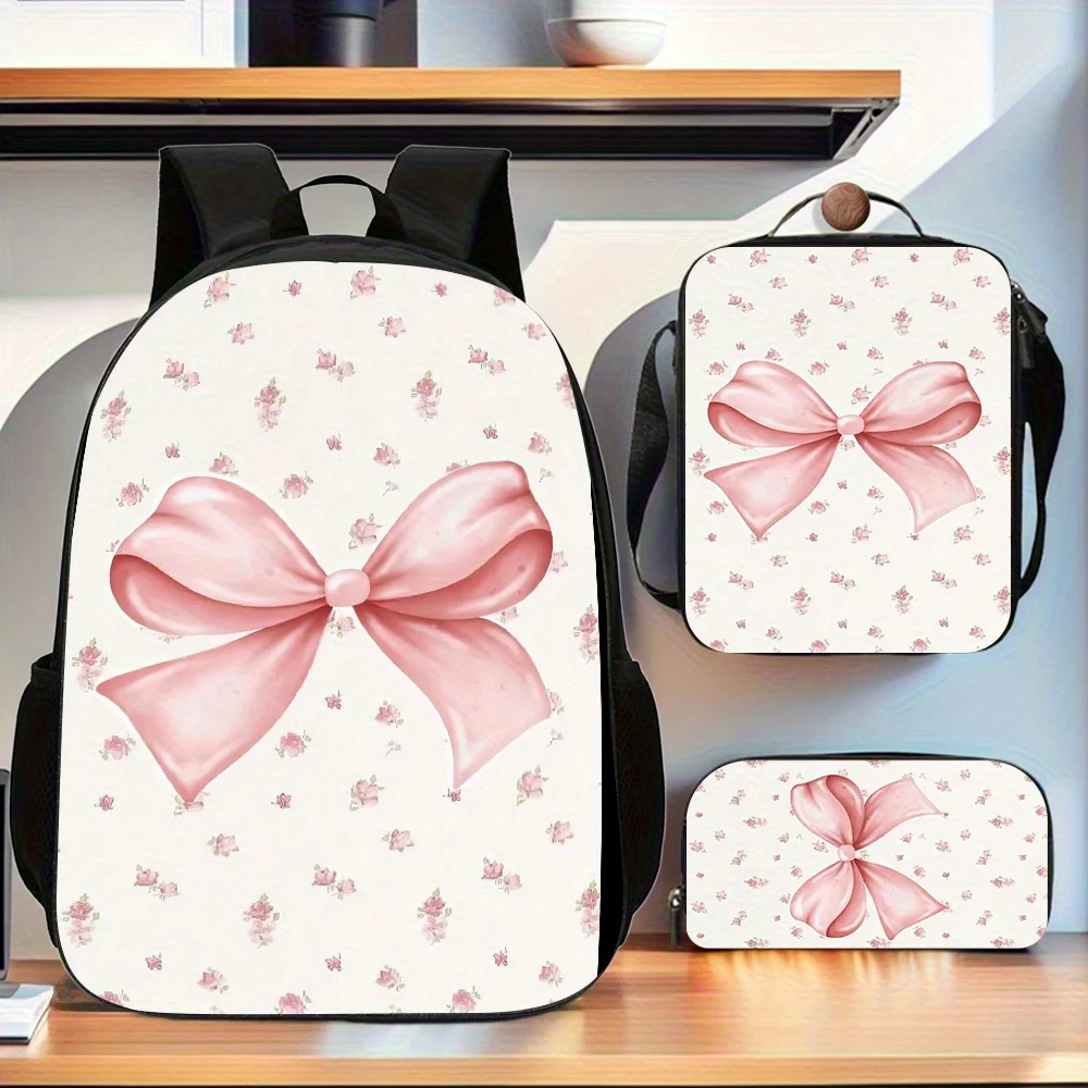 3pcs Bowknot Pattern Backpack Set | Includes Large Capacity Casual Double Shoulder Backpack, Pencil Bag, And Lunch Box | Hand Wa
3pcs Bowknot Pattern Backpack Set | Includes Large Capacity Casual Double Shoulder Backpack, Pencil Bag, And Lunch Box | Hand Wa