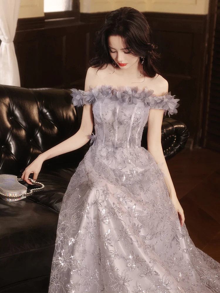 Ele One-oulder Evening Gown Women's Adult Birthday High-End Host Banquet Luxury Princ Sle Floral Long Dr
Ele One-oulder Evening Gown Women's Adult Birthday High-End Host Banquet Luxury Princ Sle Floral Long Dr