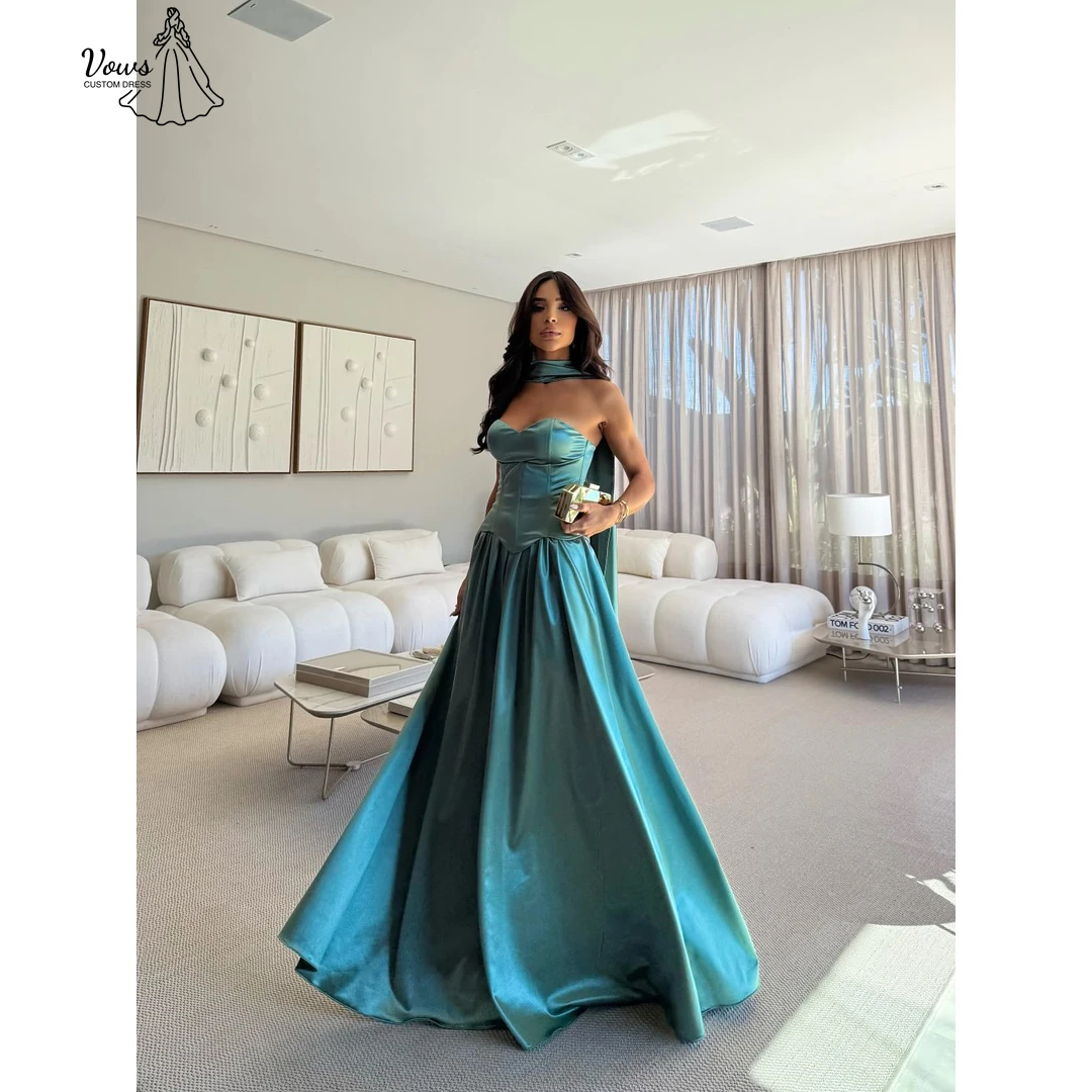 Vows Line A Muslim Evening Dresses Luxury Women's Elegant Party Dress Tube Top Custom Made Ribbon Reception Dresses for Weddings
Vows Line A Muslim Evening Dresses Luxury Women's Elegant Party Dress Tube Top Custom Made Ribbon Reception Dresses for Weddings