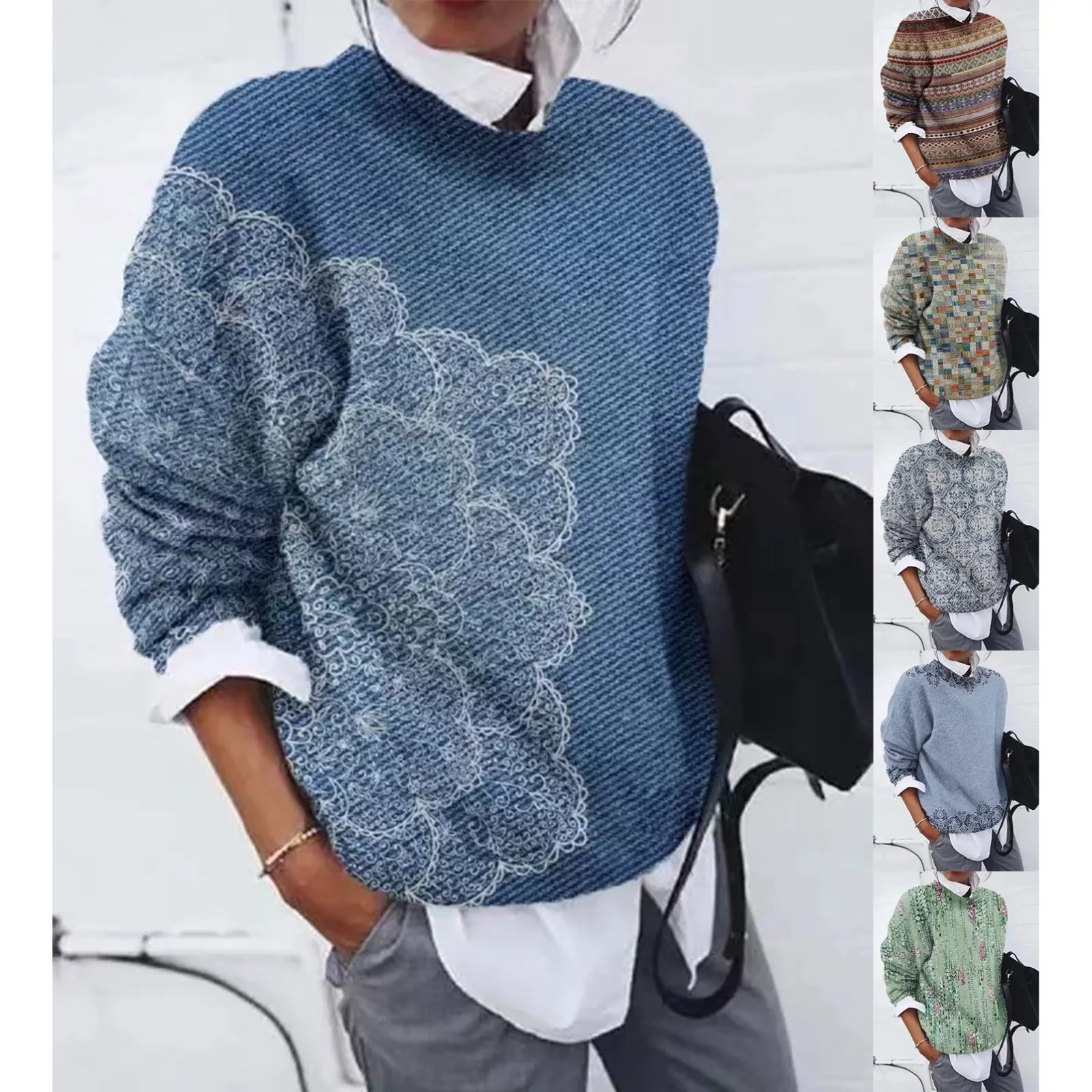 Womens Athletic Tops Long Sleeve Women's Autumn Fashion Winter Loose Relaxed Round Neck Retro Print Panel Loose Long Pullover
Womens Athletic Tops Long Sleeve Women's Autumn Fashion Winter Loose Relaxed Round Neck Retro Print Panel Loose Long Pullover