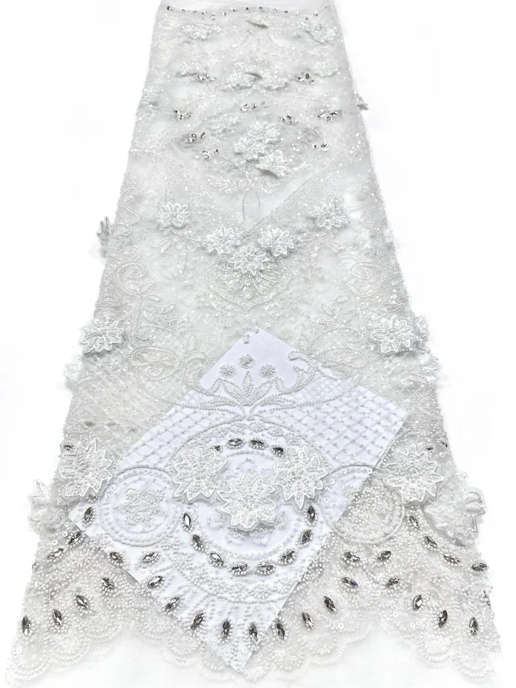 3D African Beaded Sequined Lace Fabric French Nigerian Tulle Lace Embroidery Fabric for Bridal Wedding Gown Materials
3D African Beaded Sequined Lace Fabric French Nigerian Tulle Lace Embroidery Fabric for Bridal Wedding Gown Materials