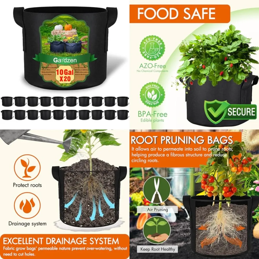 0 Grow Bags, 300G Thickened Aeration Fabric Pots with Handles, Heavy Duty Plant Bags for Plants
0 Grow Bags, 300G Thickened Aeration Fabric Pots with Handles, Heavy Duty Plant Bags for Plants