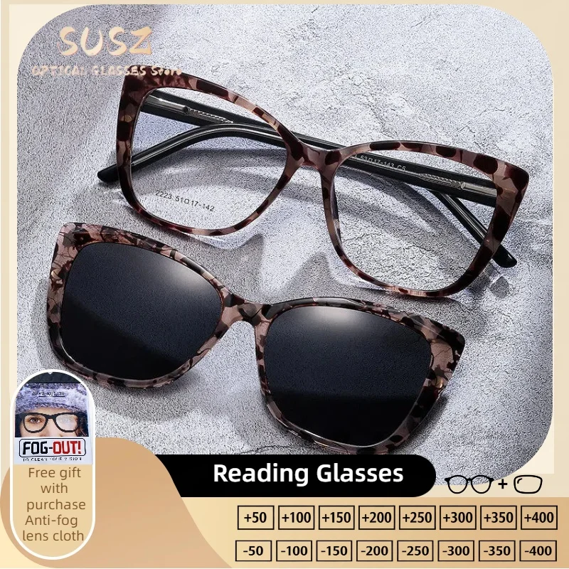 SUSZ Cat Eye Fashion Magnet Clip Polarized Sunglasses Women Optical Anti Blue Ray Myopia Progressive Prescription Eyeglasses
SUSZ Cat Eye Fashion Magnet Clip Polarized Sunglasses Women Optical Anti Blue Ray Myopia Progressive Prescription Eyeglasses