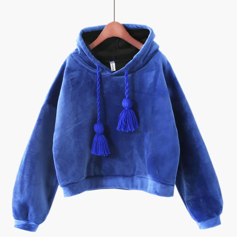 Women's Thick Warm Short Hooded Pullovers Korean Style Solid Color Drawstring Hoodies Autumn Winter Casual Sweatshirts
Women's Thick Warm Short Hooded Pullovers Korean Style Solid Color Drawstring Hoodies Autumn Winter Casual Sweatshirts