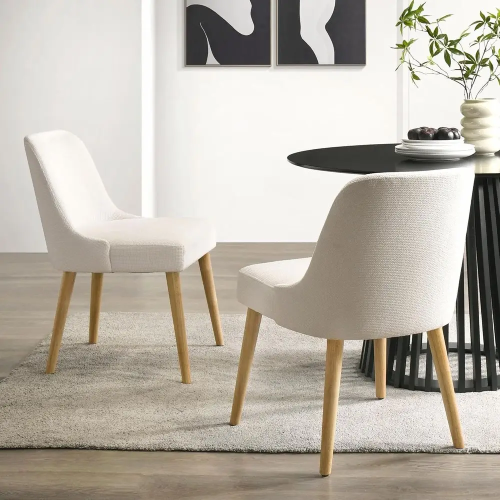 Upholstered Dining Chairs Set of 2 with Rubberwood Legs and Linen Cushioned Seats, Cream
Upholstered Dining Chairs Set of 2 with Rubberwood Legs and Linen Cushioned Seats, Cream