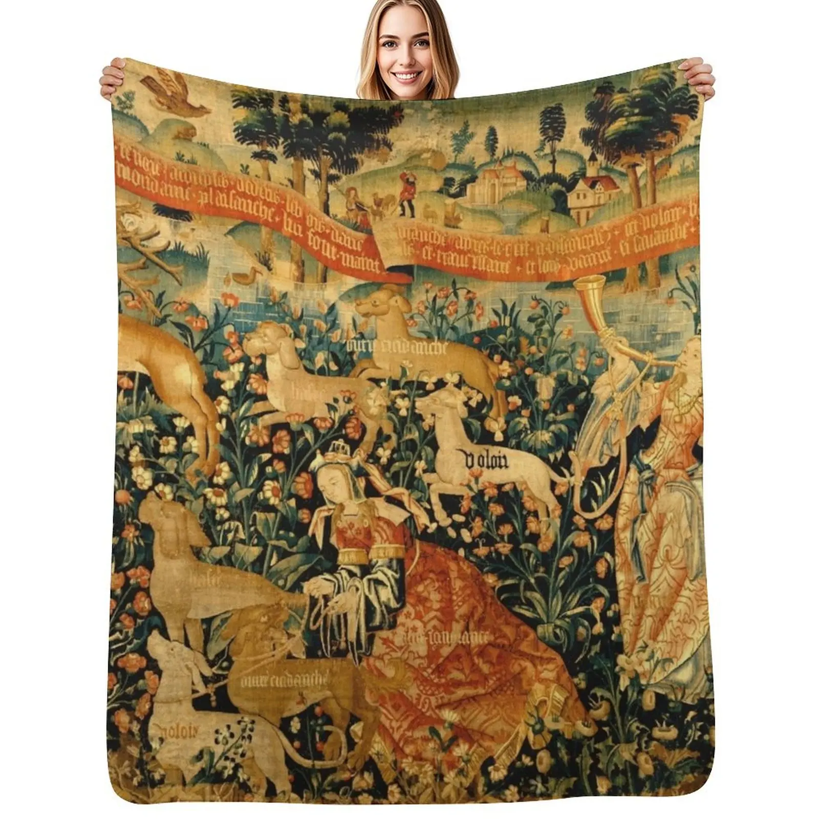 MEDIEVAL DEER HUNTING SCENE WITH LADIES AND DOGS Antique Tapestry Throw Blanket funny gift Sofas Camping Blankets
MEDIEVAL DEER HUNTING SCENE WITH LADIES AND DOGS Antique Tapestry Throw Blanket funny gift Sofas Camping Blankets