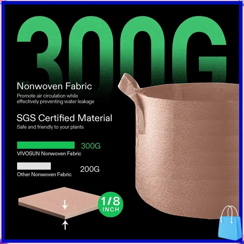 5-Pack 7 Gallon Grow Bags, Heavy Duty Nonwoven Fabric Pots With Strong Strap Handles, Tan
5-Pack 7 Gallon Grow Bags, Heavy Duty Nonwoven Fabric Pots With Strong Strap Handles, Tan