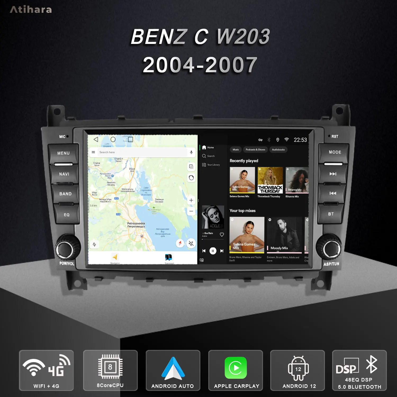 Atihara 8" 4G 2Din Android Car Radio Multimedia Player Carplay Audio For Benz C W203 2004-2007 GPS Navigation WiFi RDS Stereo
Atihara 8" 4G 2Din Android Car Radio Multimedia Player Carplay Audio For Benz C W203 2004-2007 GPS Navigation WiFi RDS Stereo