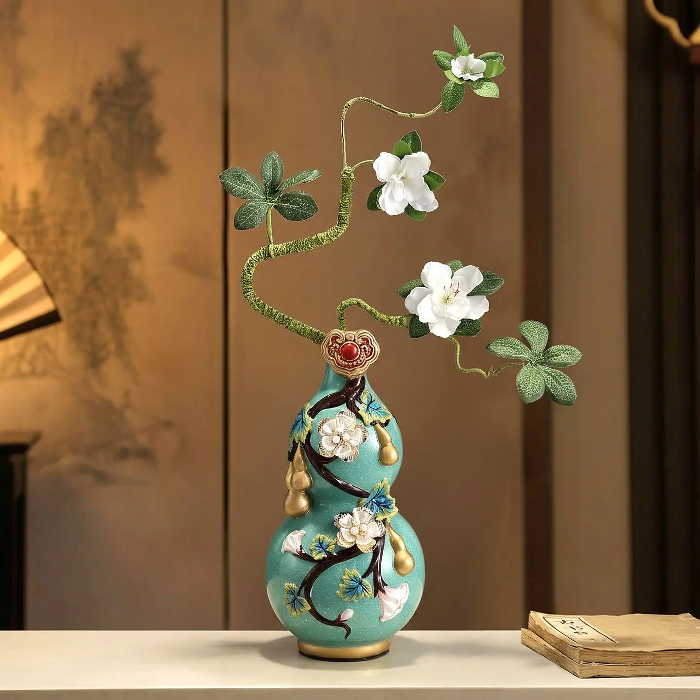 New chinoiserie five blessings bring in wealth and treasure gourd vase ornament living room entrance decoration gift
New chinoiserie five blessings bring in wealth and treasure gourd vase ornament living room entrance decoration gift