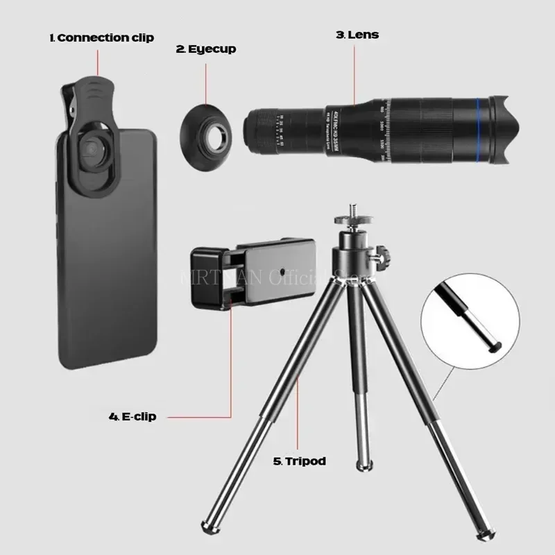 HD 40X Zoom Phone Lens Camera Telephoto Professional Telescope Monocular With Tripod Metal Telescope For Tourism Camping
HD 40X Zoom Phone Lens Camera Telephoto Professional Telescope Monocular With Tripod Metal Telescope For Tourism Camping