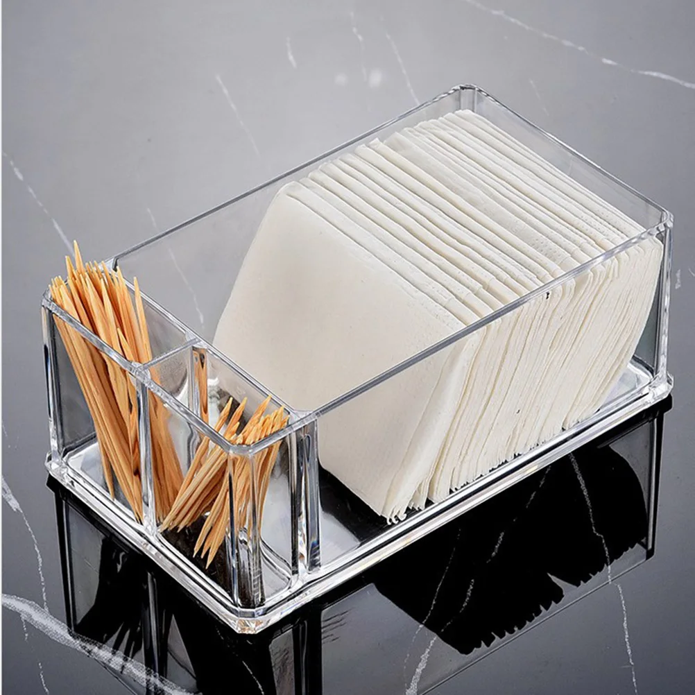 Acrylic Napkin Holder Transparent Storage Box Desktop Paper Tissue Organizer with Toothpick Grids ( )
Acrylic Napkin Holder Transparent Storage Box Desktop Paper Tissue Organizer with Toothpick Grids ( )