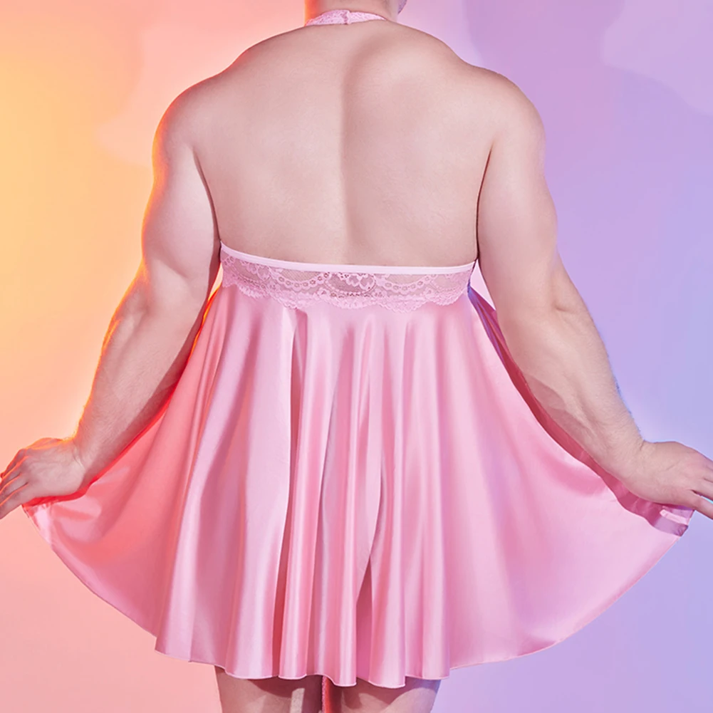 Mens Dress Halter Backless Sheer Lace Mesh Pajamas Nightdress Pleated Skirt Sleepwear Erotic Lingerie Ultra Hot Sexy Nightwear
Mens Dress Halter Backless Sheer Lace Mesh Pajamas Nightdress Pleated Skirt Sleepwear Erotic Lingerie Ultra Hot Sexy Nightwear