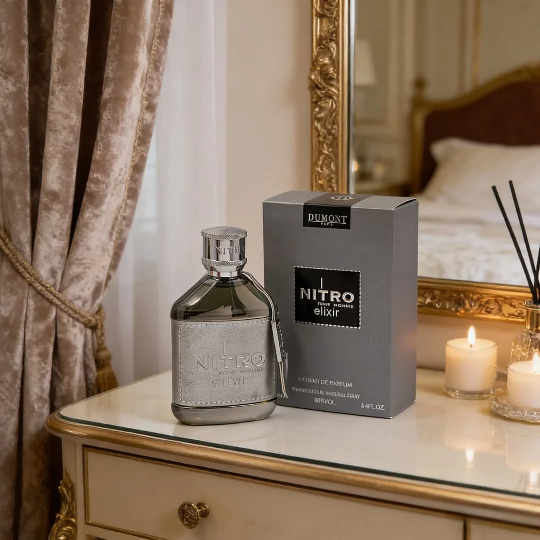 Dumont Nitro Elixir Men's essence wrapped in silver leather, with strong wood and ebony tone, showing a calm and luxurious aura
Dumont Nitro Elixir Men's essence wrapped in silver leather, with strong wood and ebony tone, showing a calm and luxurious aura