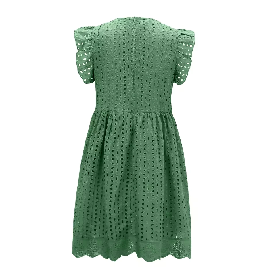 Teen Dresses Summer Women Spring Summer Solid Color Lace Jacquard Hollow V Neck Dress Flying Sleeves Mini Dress Woman Clothing
Teen Dresses Summer Women Spring Summer Solid Color Lace Jacquard Hollow V Neck Dress Flying Sleeves Mini Dress Woman Clothing