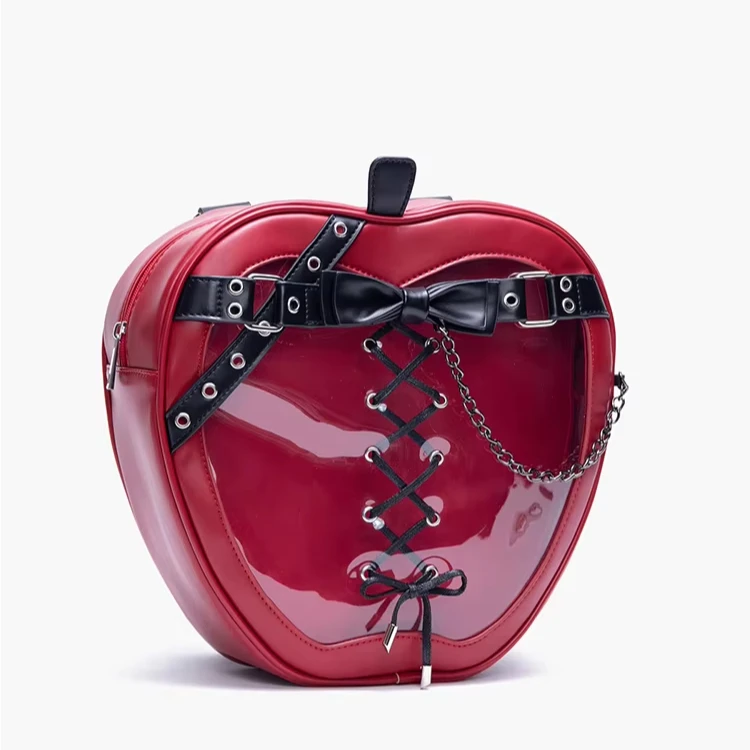 Original dark style belt chain apple shoulder pain bag personalized goth strap bow backpack
Original dark style belt chain apple shoulder pain bag personalized goth strap bow backpack