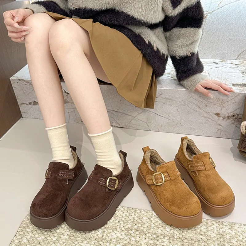 Winter Snow Boots Fashion Round Toe Deep Mouth Metal Buckle Slip-on Platform Booties
Winter Snow Boots Fashion Round Toe Deep Mouth Metal Buckle Slip-on Platform Booties