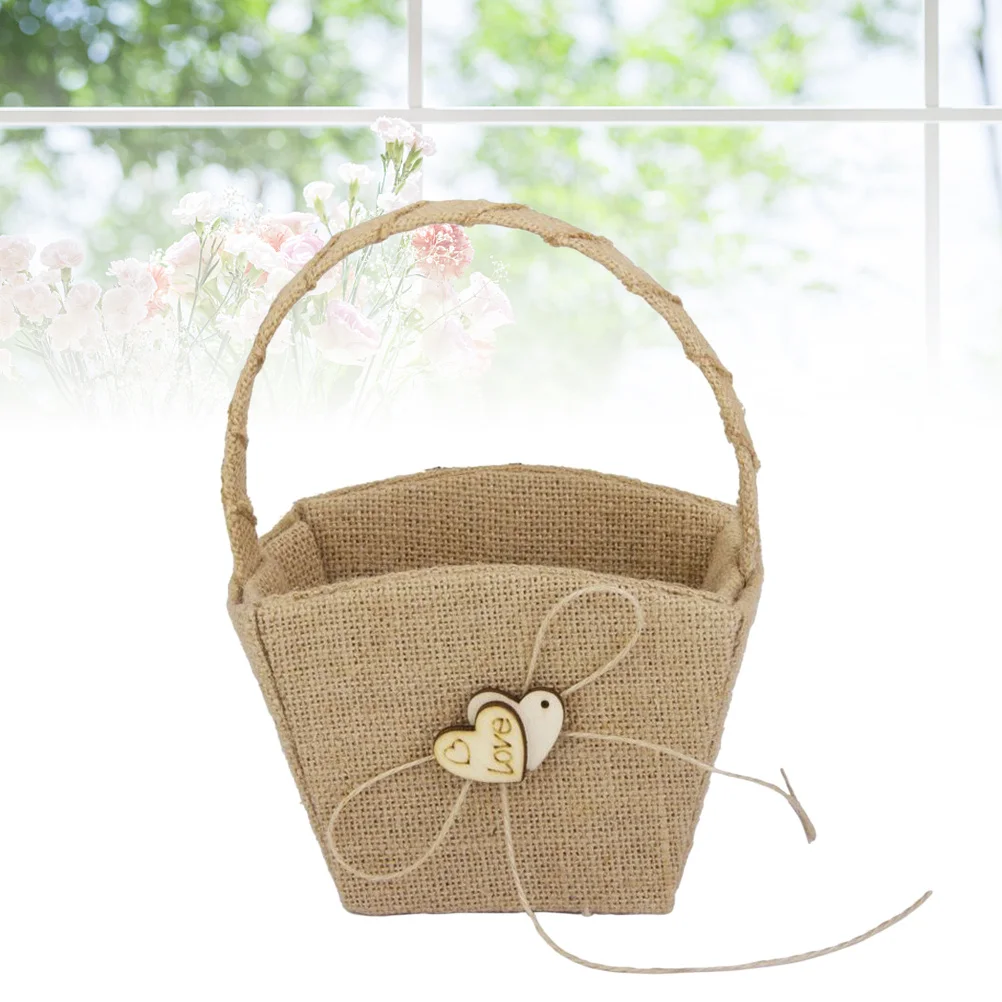 Flower Basket Vintage Burlap Rustic Wedding Ceremony Decor Double Wooden Heart Bowknot For Flower Party Candy Holder Linen
Flower Basket Vintage Burlap Rustic Wedding Ceremony Decor Double Wooden Heart Bowknot For Flower Party Candy Holder Linen