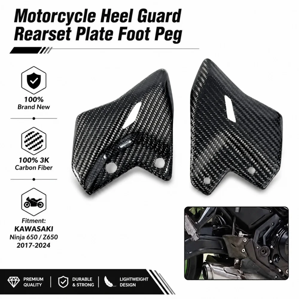 For KAWASAKI Ninja 650 / Z650 2017-2024 2023 Carbon Fiber Rear Foot Heel Guards Motorcycle Accessories Footrest Wings Protector
For KAWASAKI Ninja 650 / Z650 2017-2024 2023 Carbon Fiber Rear Foot Heel Guards Motorcycle Accessories Footrest Wings Protector