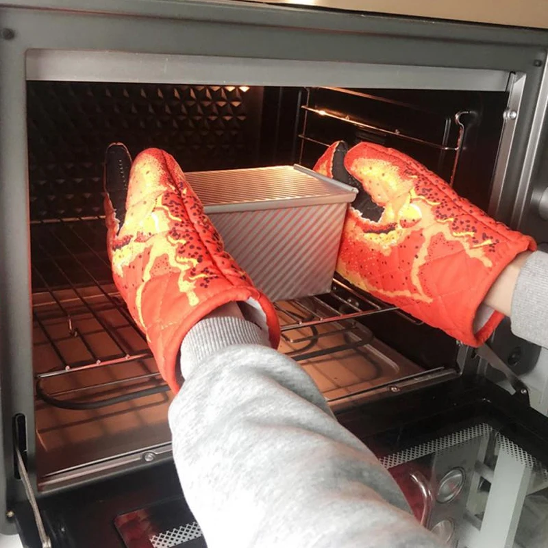 Пара мультяшных перчаток в форме краба, домашние хлопковые перчатки для микроволновой печи, изоляционные перчатки для выпечки