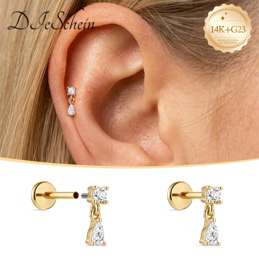 DIeSchein 14K Solid Gold Helix Piercings Earrings Women 18G Flat Back Stud Ear for Piercing Cartilage Hoop Earring Birthday Gift
DIeSchein 14K Solid Gold Helix Piercings Earrings Women 18G Flat Back Stud Ear for Piercing Cartilage Hoop Earring Birthday Gift
