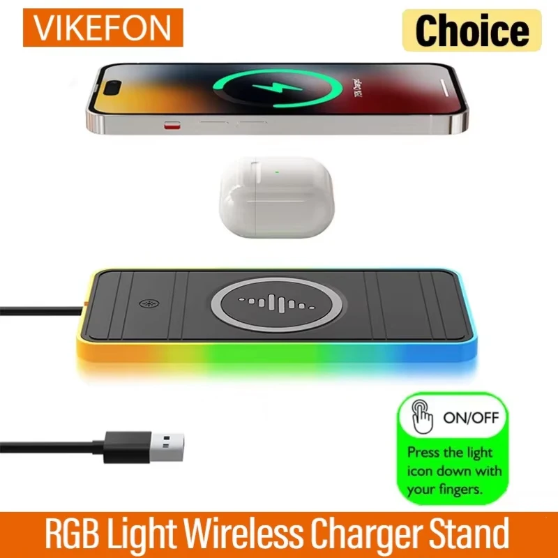Беспроводное зарядное устройство-подставка RGB Light для автомобиля для iPhone 17-12, Xiaomi, Samsung, Huawei: быстрая беспроводная зарядка для мобильных телефонов в автомобиле
Беспроводное зарядное устройство-подставка RGB Light для автомобиля для iPhone 17-12, Xiaomi, Samsung, Huawei: быстрая беспроводная зарядка для мобильных телефонов в автомобиле