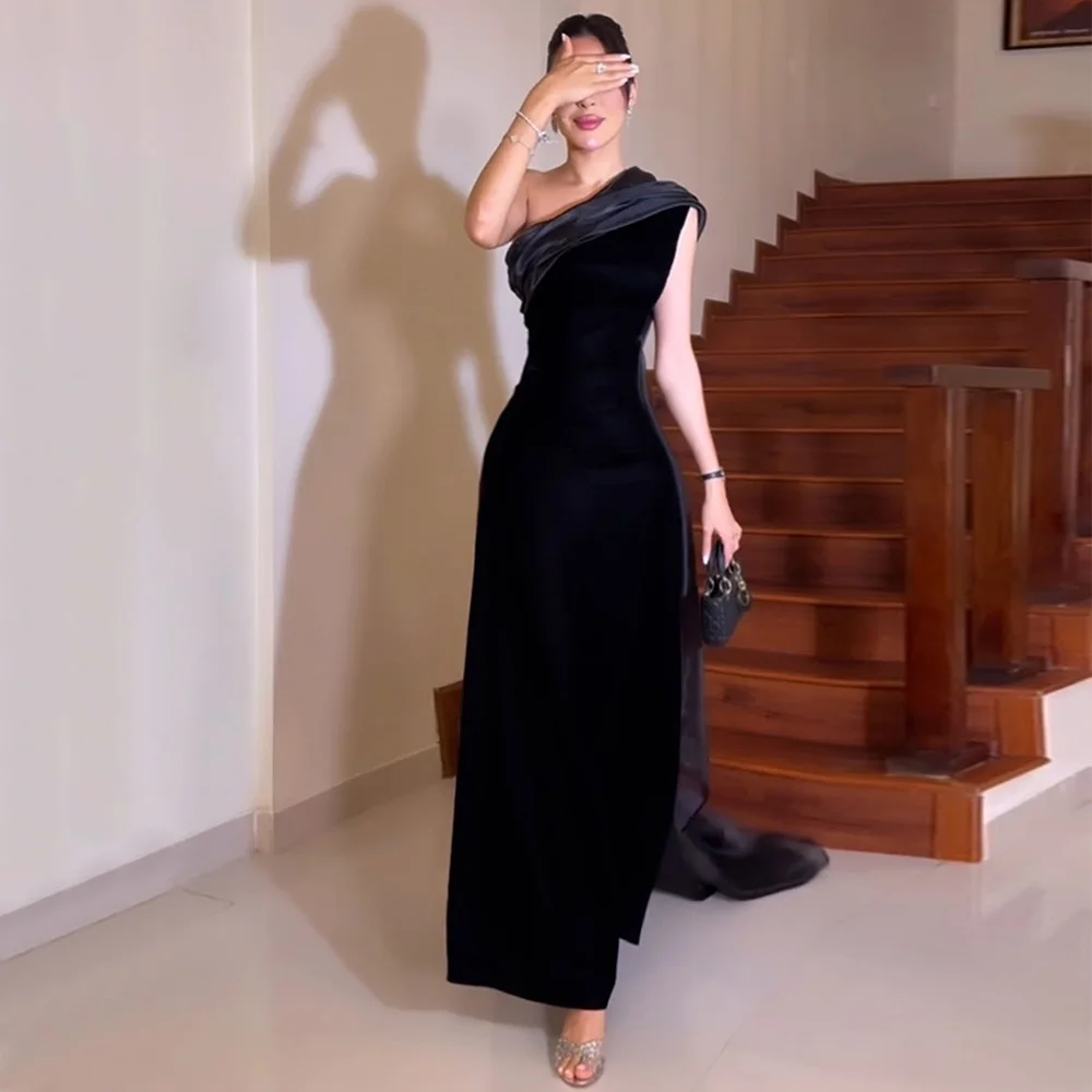 Black Velvet Evening Dress Column One Shoulder Draped Women's Evening Gowns Maxi Sleeveless Elegant Formal Party Dresses 2025
Black Velvet Evening Dress Column One Shoulder Draped Women's Evening Gowns Maxi Sleeveless Elegant Formal Party Dresses 2025