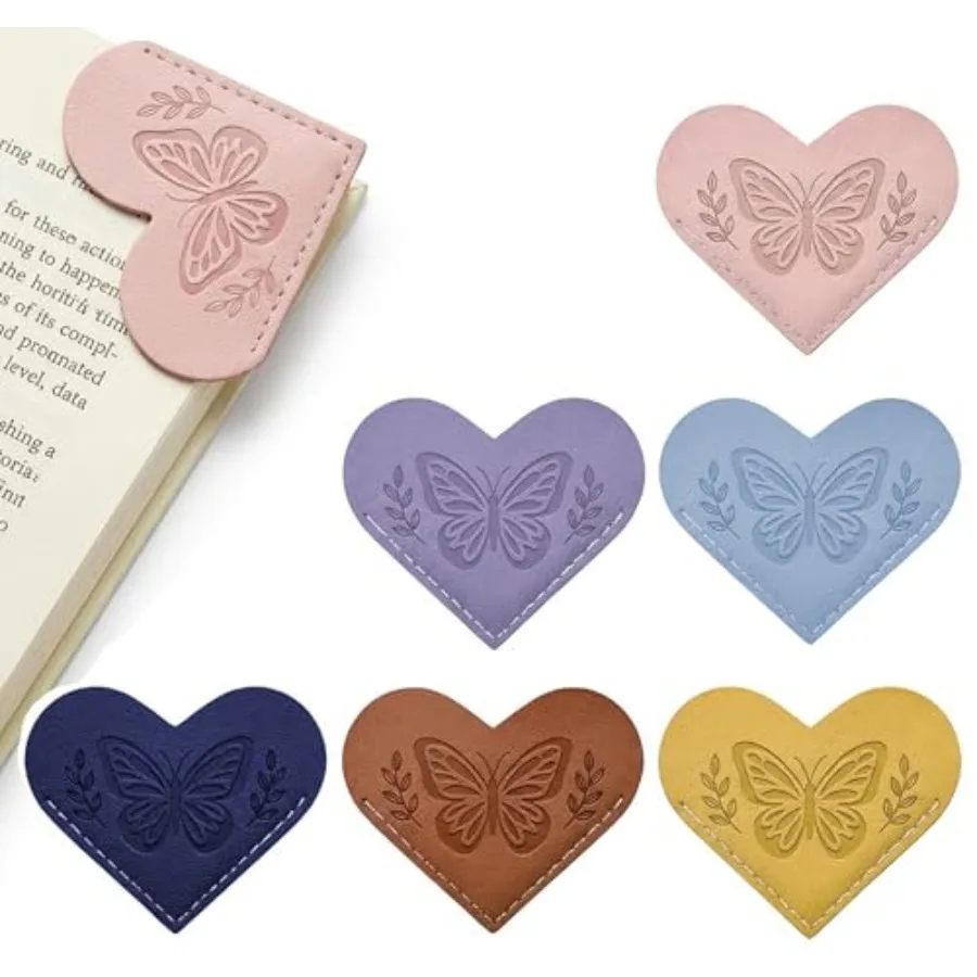 Leather Heart Bookmarks for Reading Women - 6 Pcs Butterfly Embossed Corner Page Bookmarks, Cute Book Marks Gift for Book Lover
Leather Heart Bookmarks for Reading Women - 6 Pcs Butterfly Embossed Corner Page Bookmarks, Cute Book Marks Gift for Book Lover