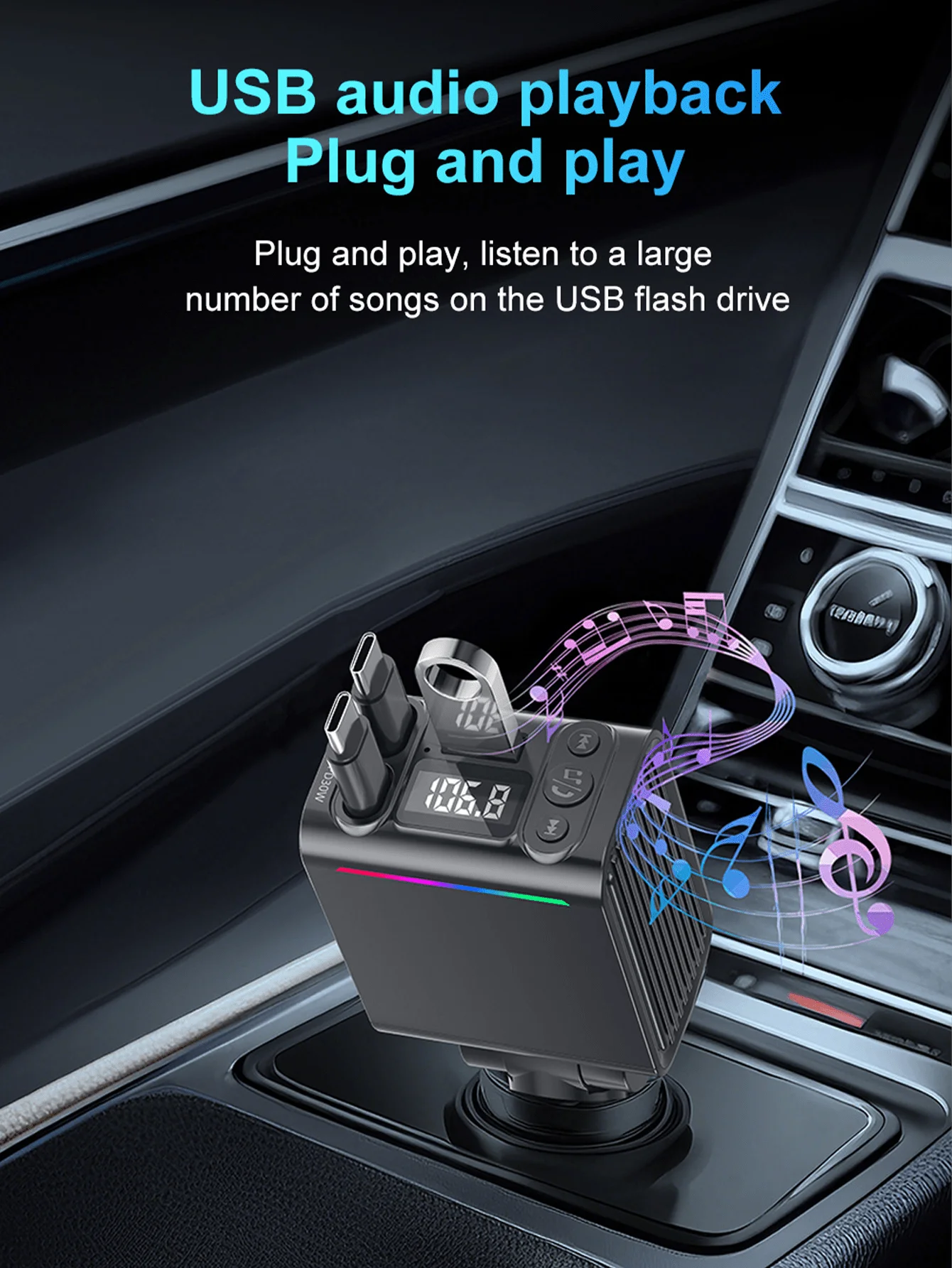 USB-C Bluetooth Car Adapter With 30W PD Fast Charging, FM Transmitter, Handsfree, LED Display, Rotating Design, AUX MP3 Player
USB-C Bluetooth Car Adapter With 30W PD Fast Charging, FM Transmitter, Handsfree, LED Display, Rotating Design, AUX MP3 Player