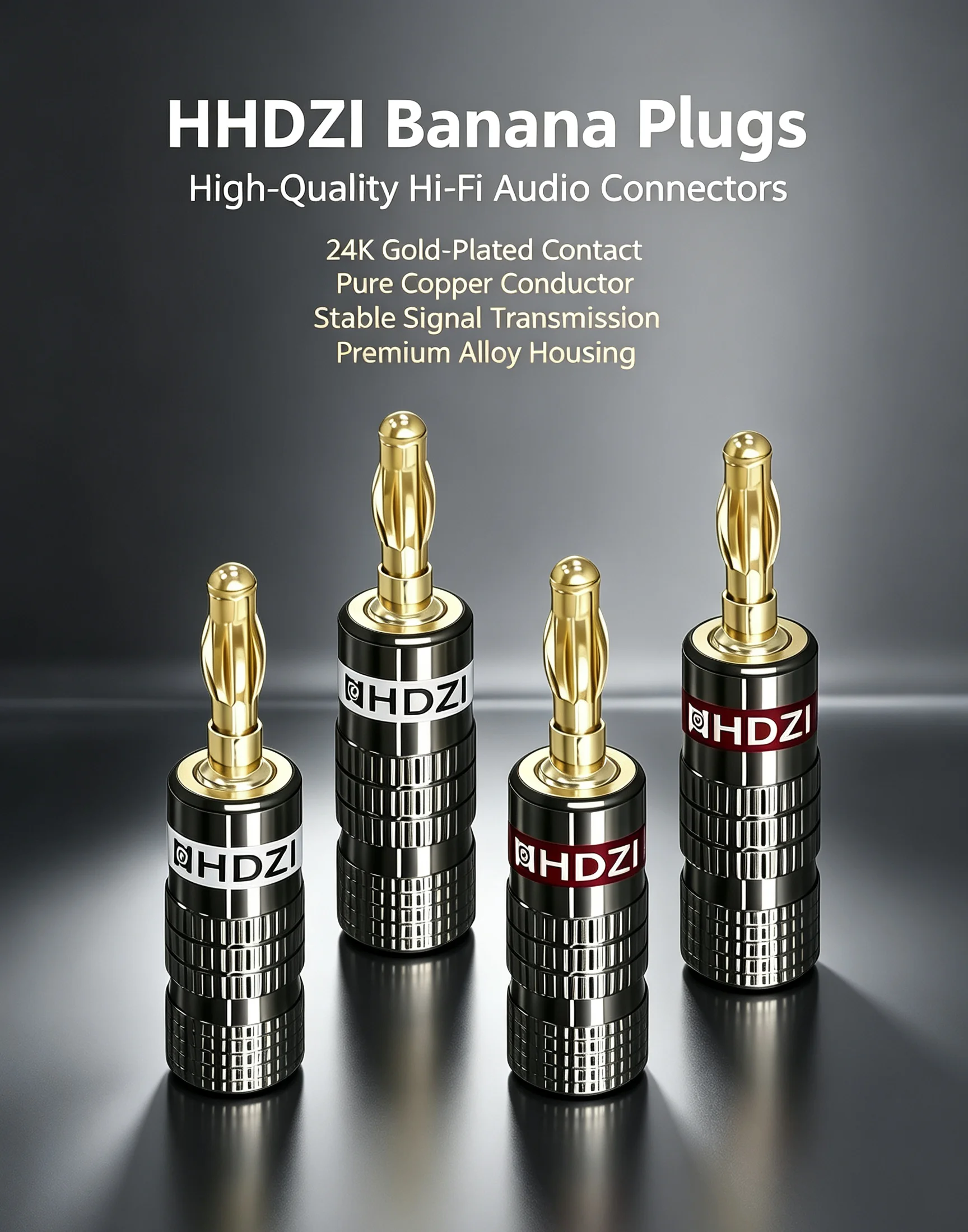 HHDZI 4.8mm Split Lantern Banana Audio Plug 8.5mm Large Wire Hole 24K Gold Plated Matte Gunmetal HiFi Connector For Amplifier Sp
HHDZI 4.8mm Split Lantern Banana Audio Plug 8.5mm Large Wire Hole 24K Gold Plated Matte Gunmetal HiFi Connector For Amplifier Sp